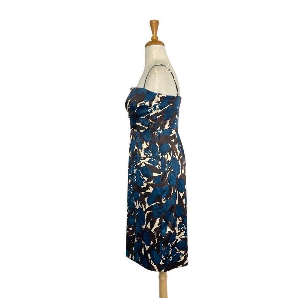 Donna Ricco 6 S Blue Brown Floral Gown Midi Dress Prom Evening Cocktail Wiggle - Picture 2 of 9